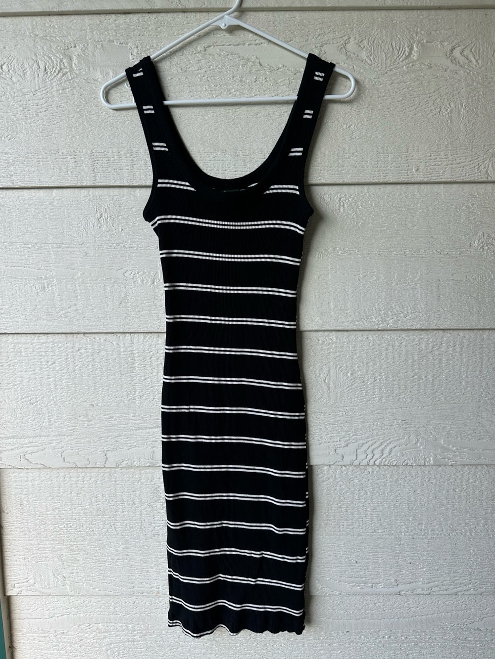 Black & white striped midi dress